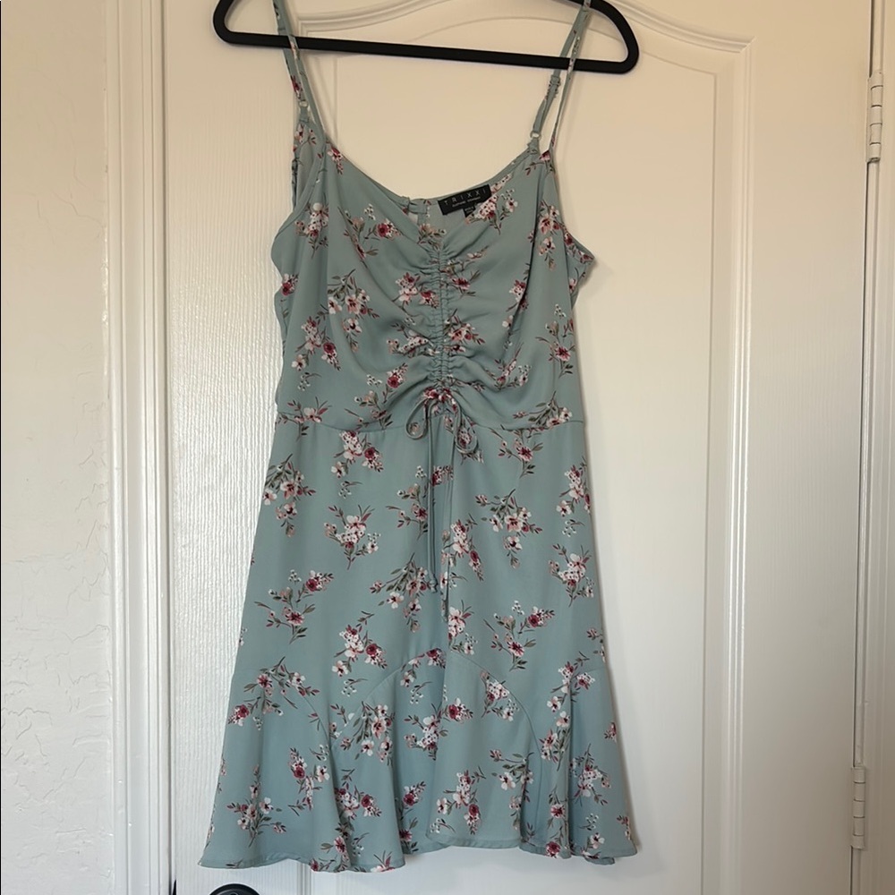 Floral Ruched Front Spaghetti‑Strap Dress